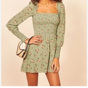 Reformation Kelli Floral Smocked Mini Dress Medium